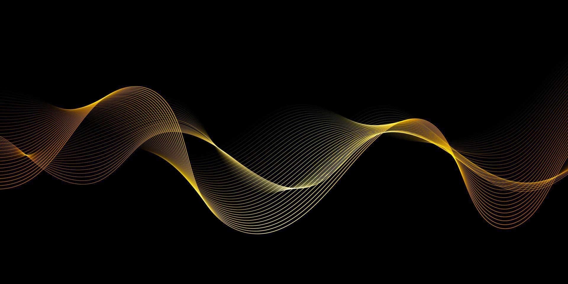 abstrakt baner med gyllene strömmande vågor vektor