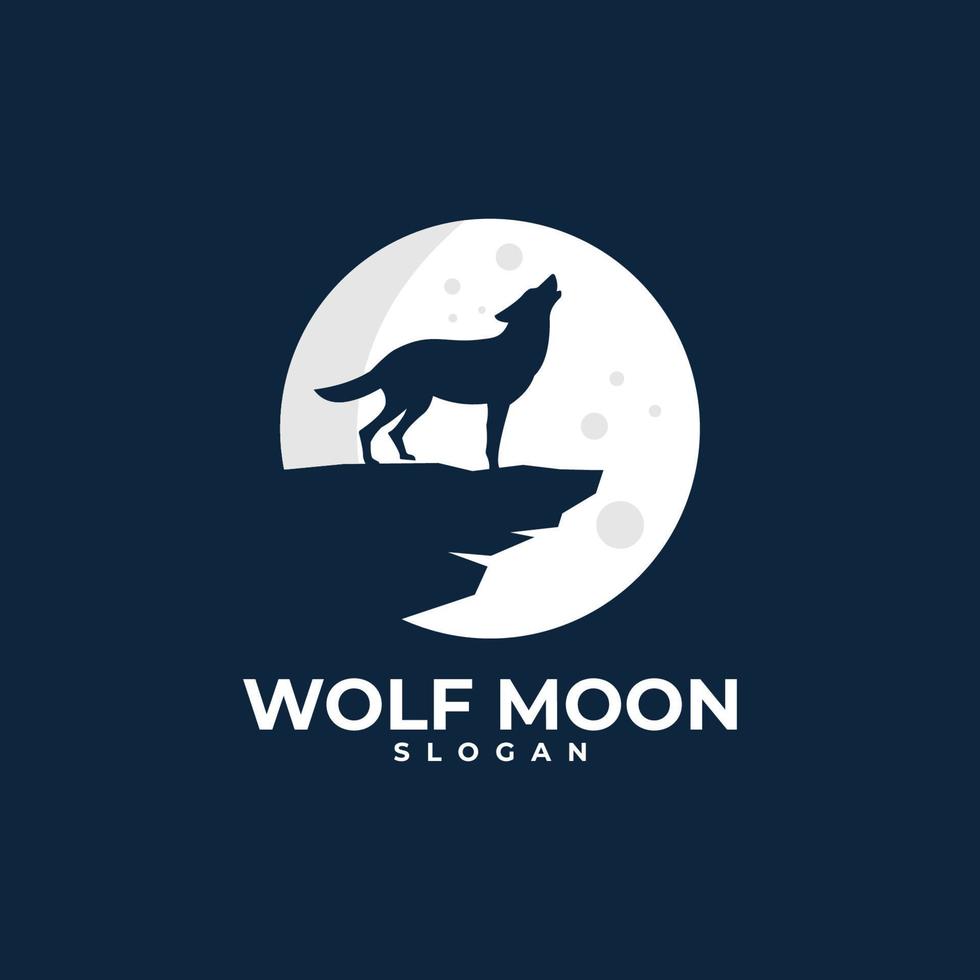 Wolf-Mond-Illustration Logo-Design vektor