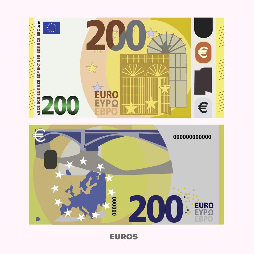 vektorillustration der neuen 200-euro-note. skalierbare und editierbare eps vektor