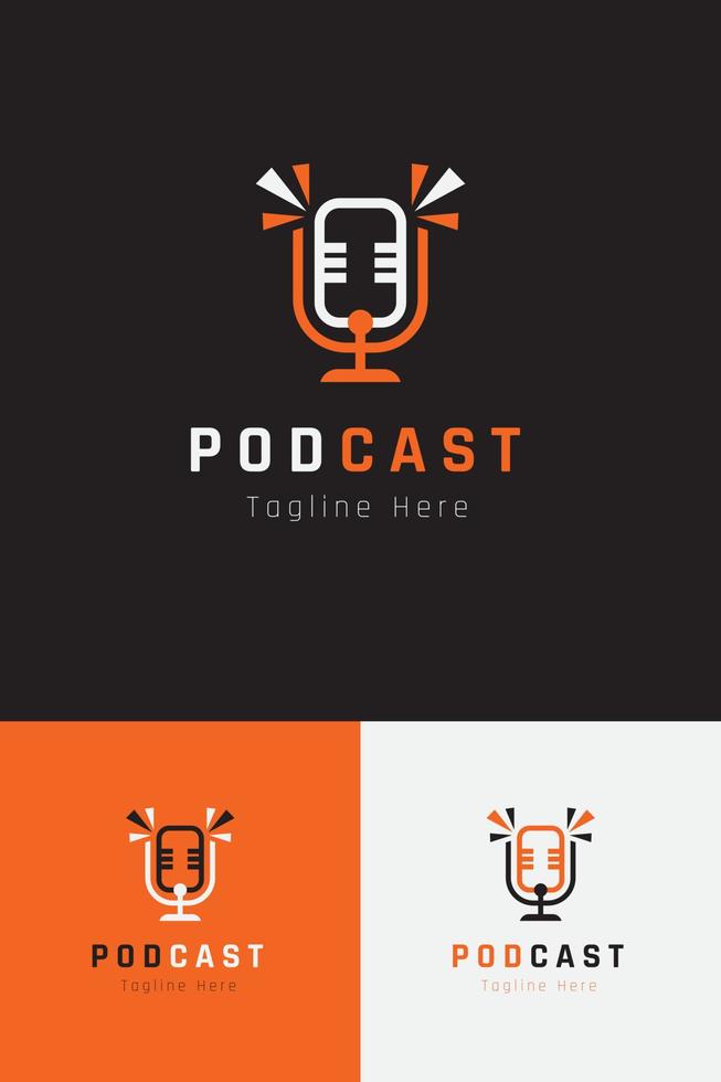 uppsättning av podcast mikrofon logotyp vektor design mall med annorlunda Färg stil