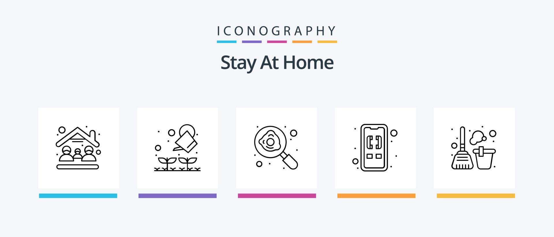 stanna kvar på Hem linje 5 ikon packa Inklusive verktyg. Hem reparera. träning. Utrustning. själv. kreativ ikoner design vektor