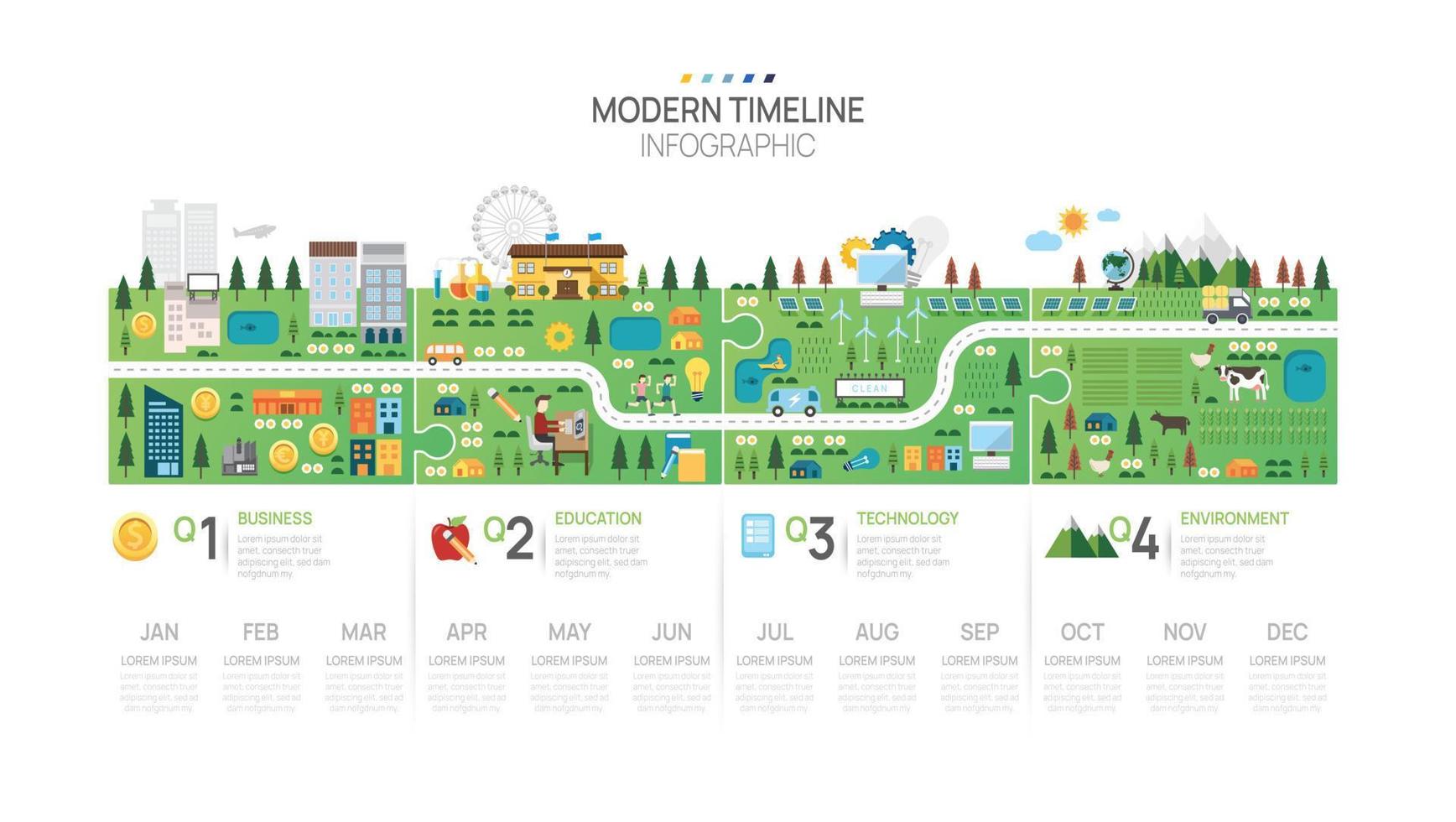 företag väg Karta kontursåg tidslinje infographic mall. modern milstolpe element tidslinje diagram kalender och 4 fjärdedel ämnen, kan vara Begagnade för vektor infografik, digital marknadsföring presentationer.