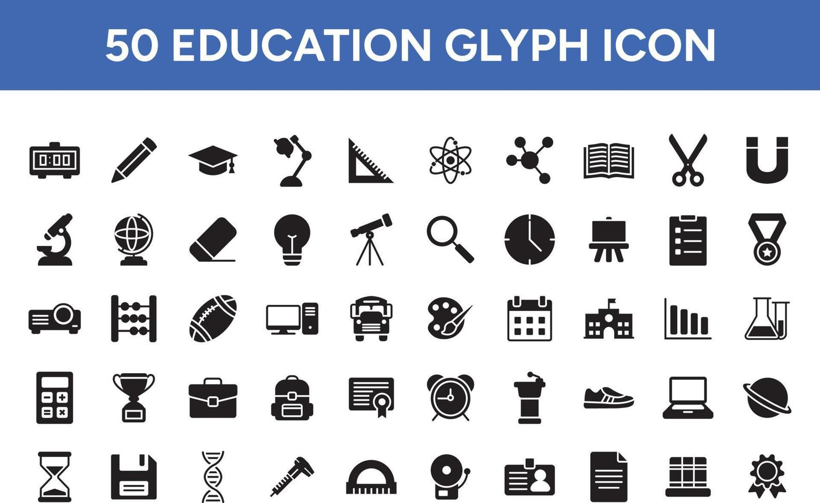 Bildungs-Glyphen-Icon-Set vektor