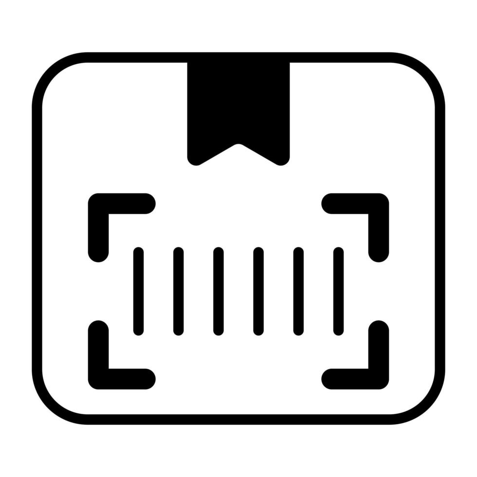 Paketbox mit Barcode, Symbol zum Scannen von Paketen vektor