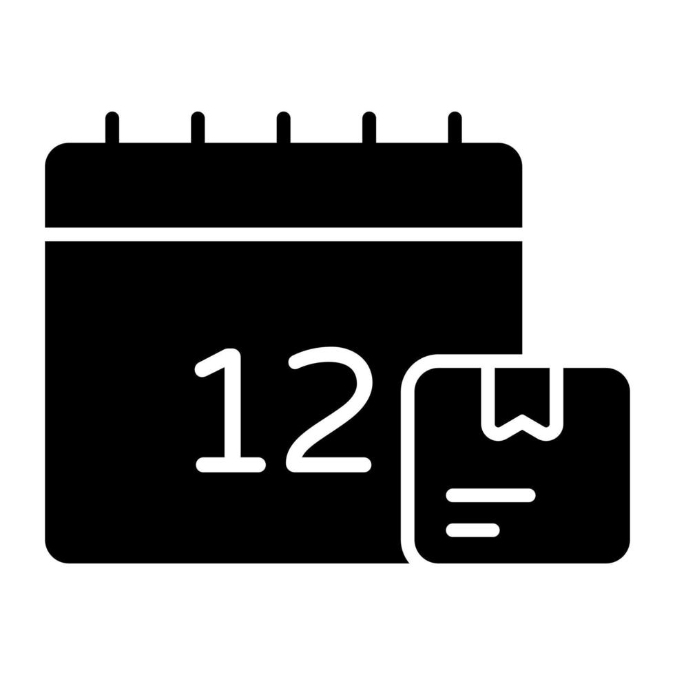 Kalender mit Paket, das das Konzept des Paketdatums zeigt vektor