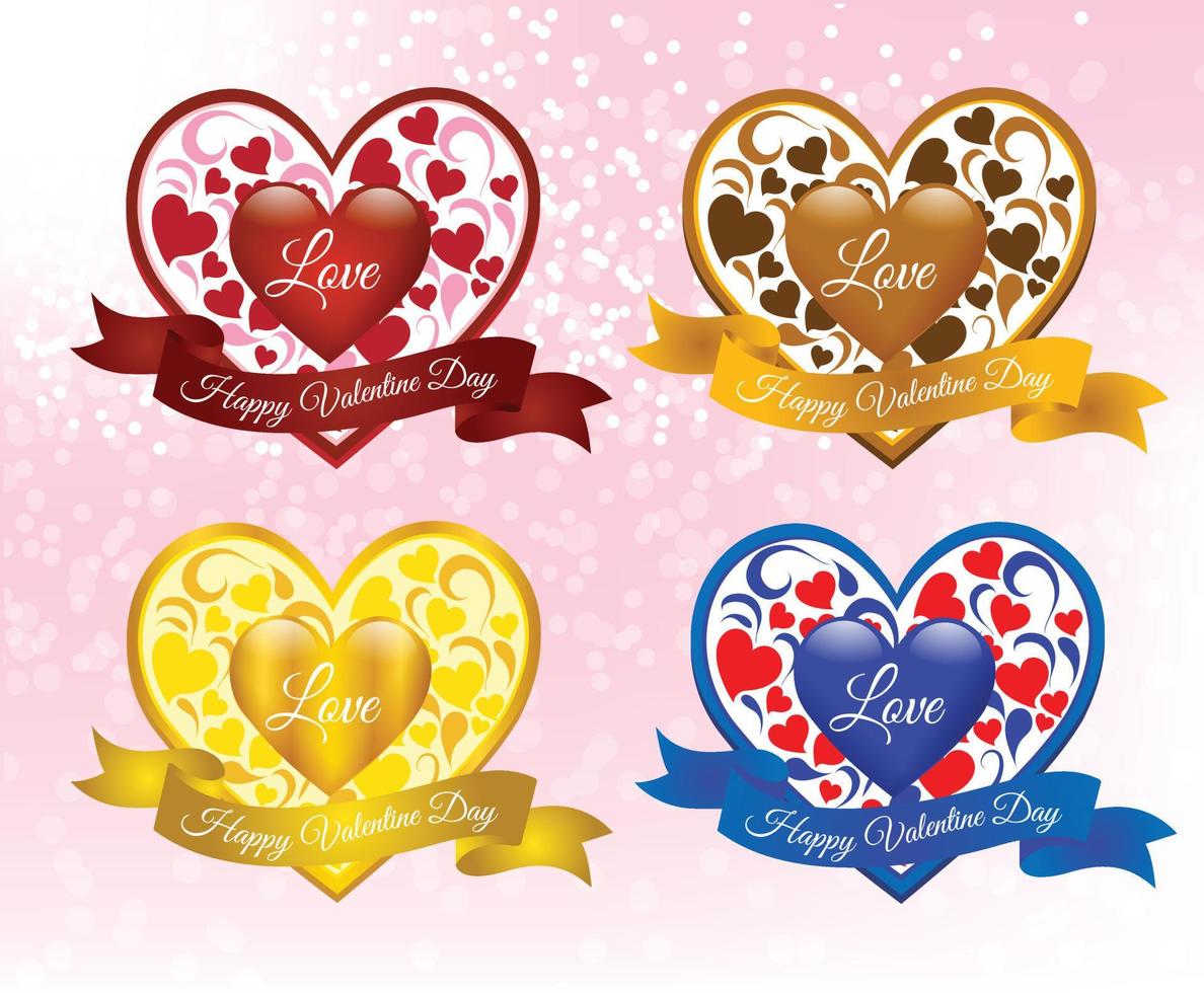 vektorer av fyra annorlunda färger valentine hjärtan.