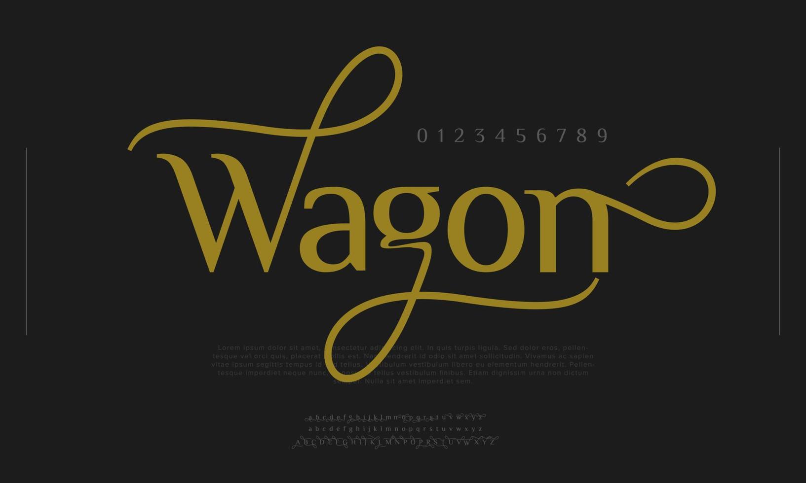 vagn abstrakt typografi lyx font. elegant alfabet logotyp branding vektor