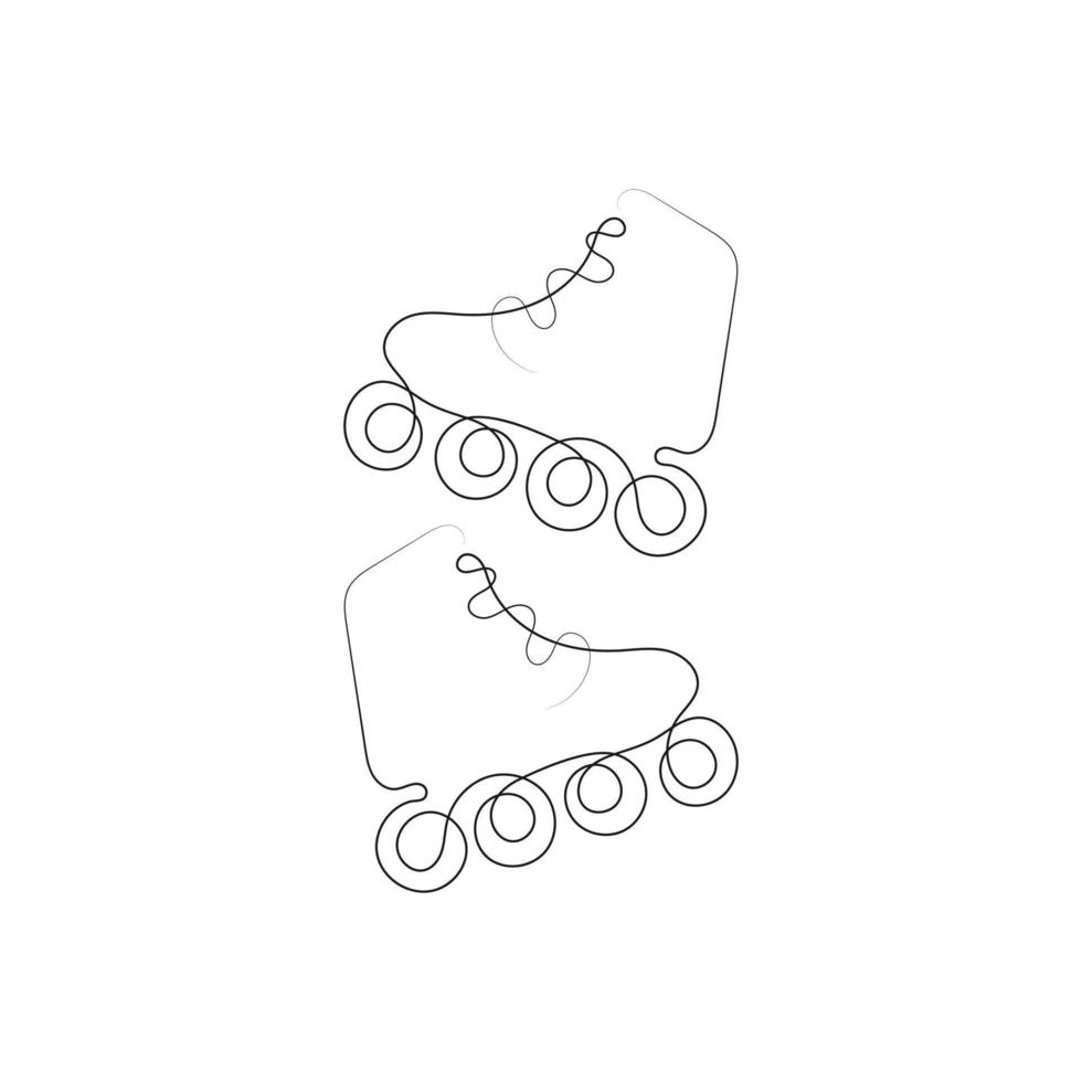 ett linje teckning av par av vält skridsko skor. vält skridskoåkning minimalistisk svart linjär vektor illustration isolerat på vit bakgrund.