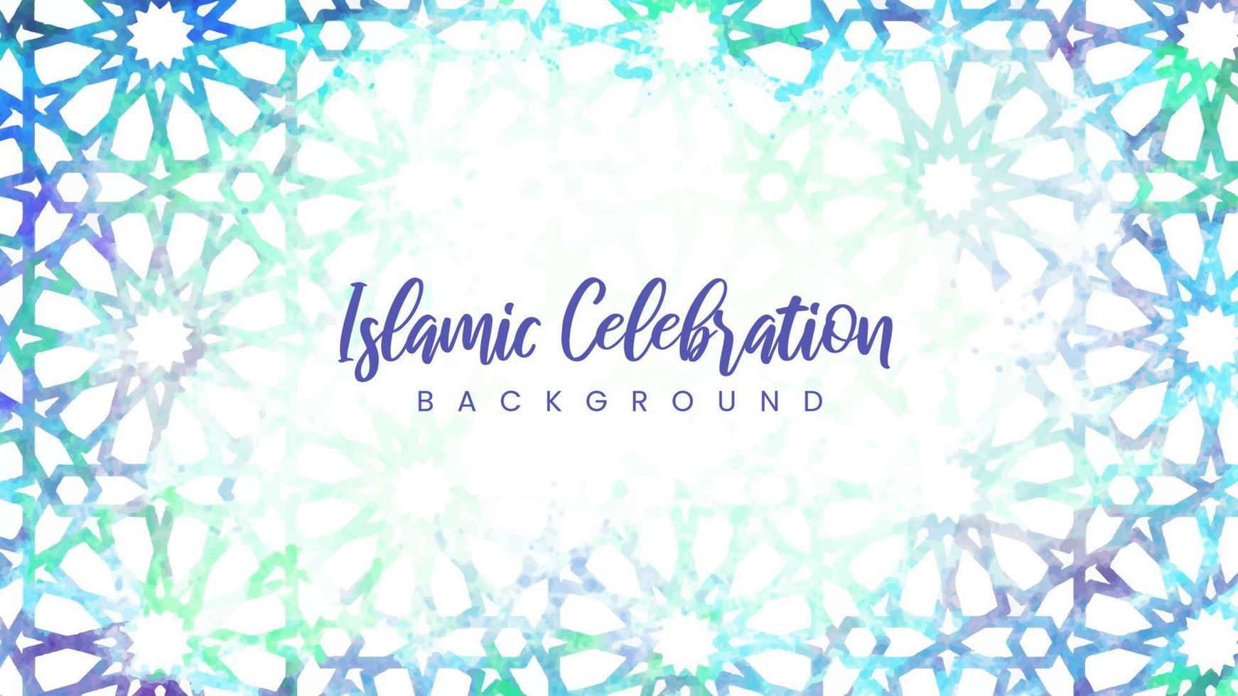 islamischer aquarellhintergrund. schönes arabisches Muster mit hellen Farben. handgezeichneter islamischer feierhintergrund vektor