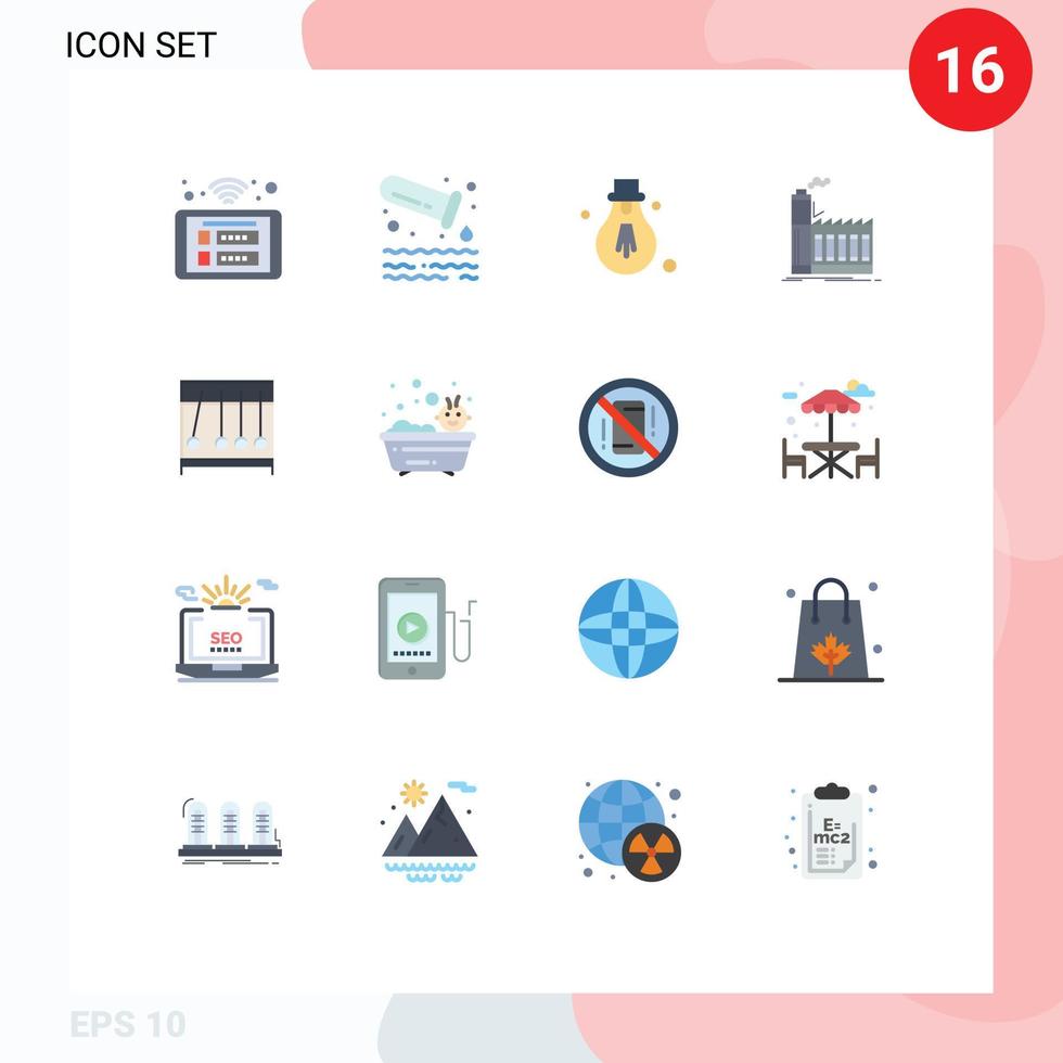 Stock Vector Icon Pack mit 16 Linienzeichen und Symbolen für Perpecul Manufacturing Tube Industry Factory editierbares Paket kreativer Vektordesign-Elemente