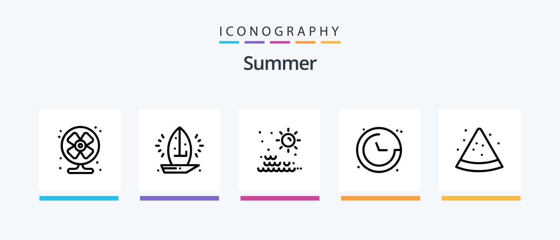 Summer Line 5 Icon Pack inklusive Tauchen. Stern. Tasche. Meer. Strand. kreatives Symboldesign vektor