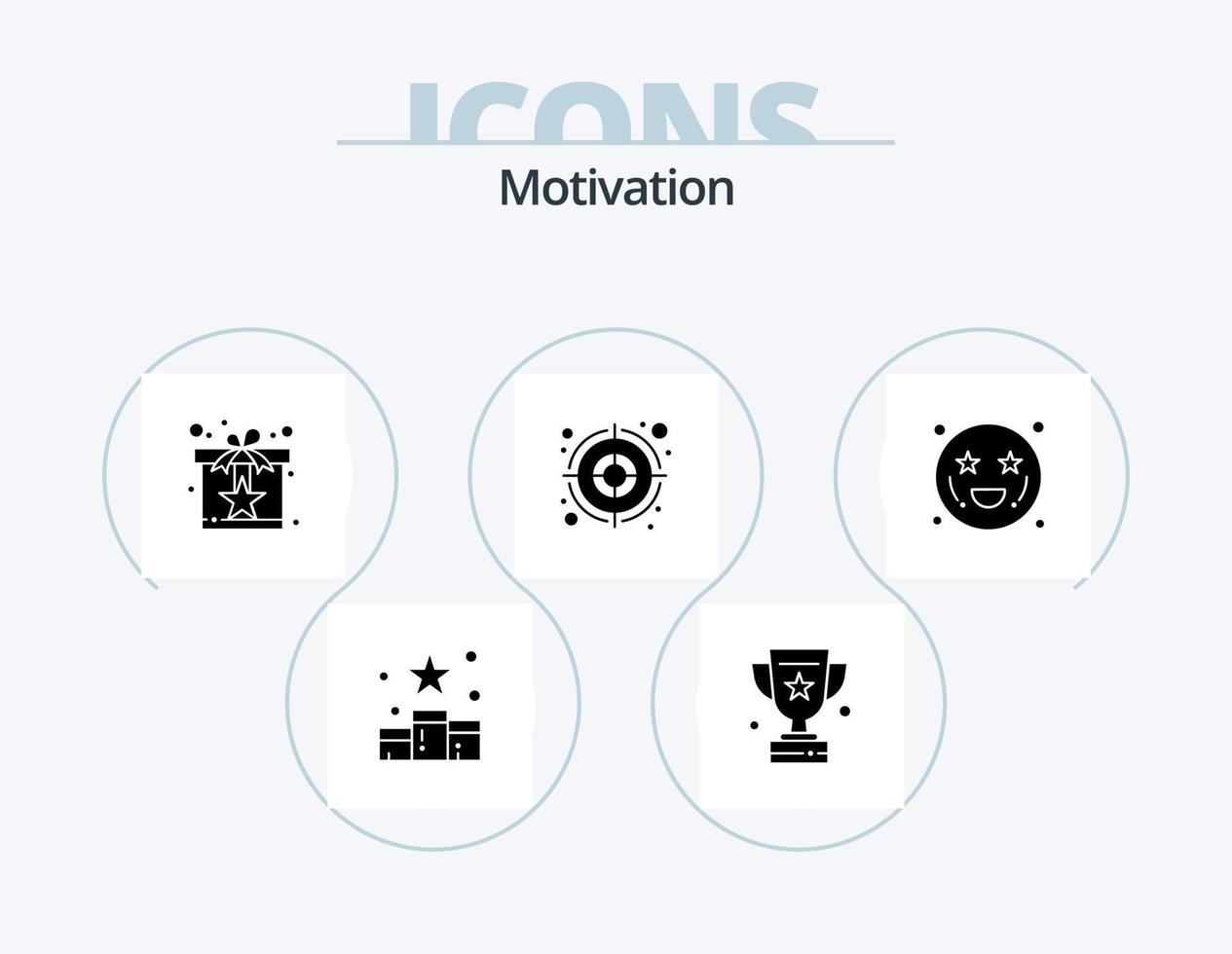 Motivations-Glyphen-Icon-Pack 5 Icon-Design. Anbetung. Ziel. Erfolg. Volltreffer. Stern vektor