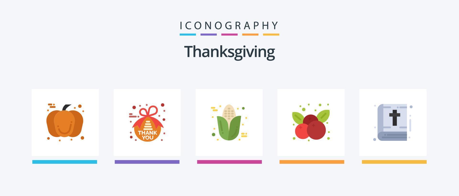 Thanksgiving Flat 5 Icon Pack inklusive Buch. Kirschen. Herbst. das Erntedankfest. Kirsche. kreatives Symboldesign vektor