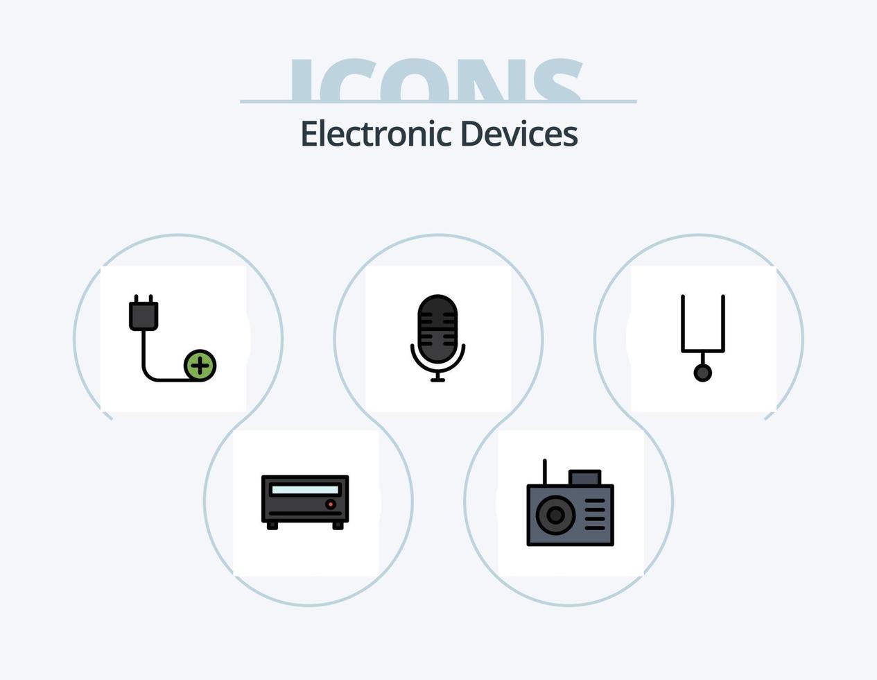 Gerätezeile gefüllt Icon Pack 5 Icon Design. Spieler. Verstärker. Hardware. Hardware. Geräte vektor