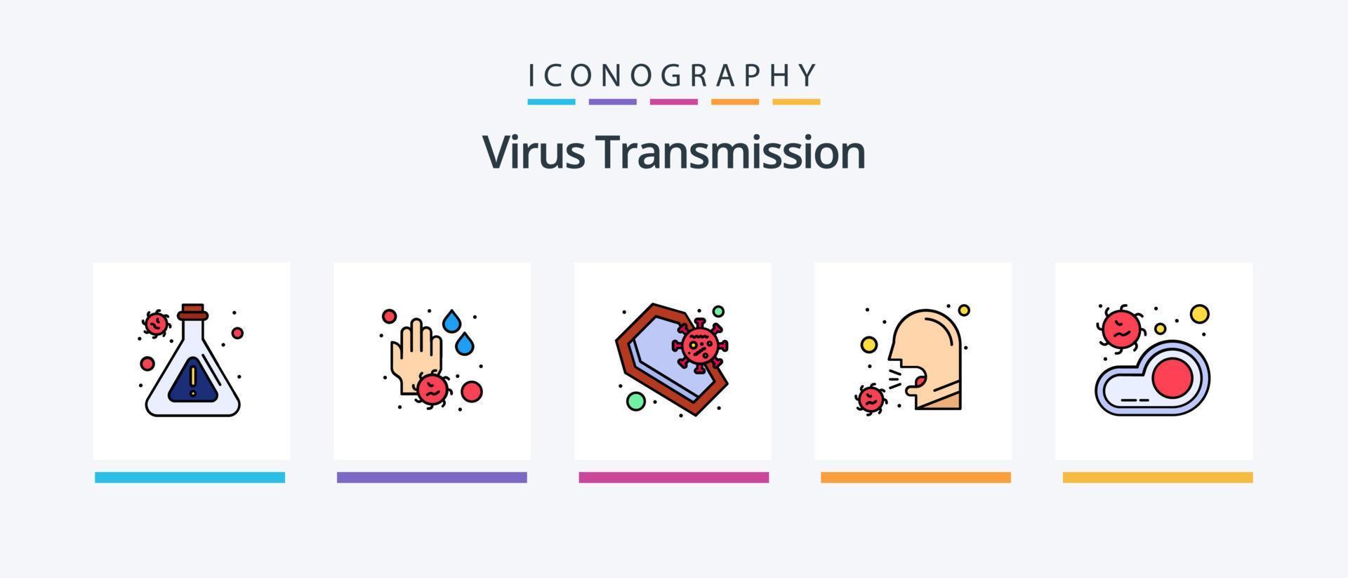 Virusübertragungsleitung gefüllt 5 Icon Pack inklusive Medikament. Niere. Krankheit. Infektion. Krankheit. kreatives Symboldesign vektor