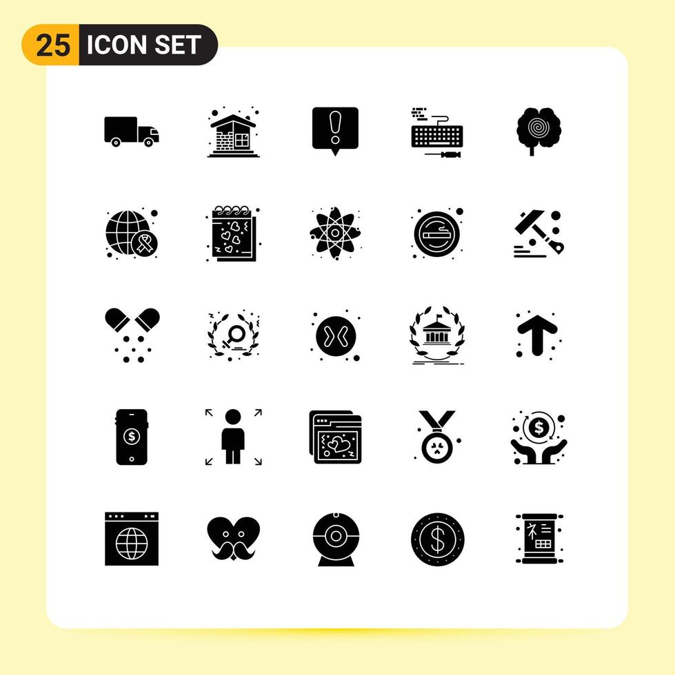 Stock Vector Icon Pack mit 25 Linienzeichen und Symbolen für bearbeitbare Vektordesign-Elemente für Kopfreparatur-Wandhardwareschlüssel