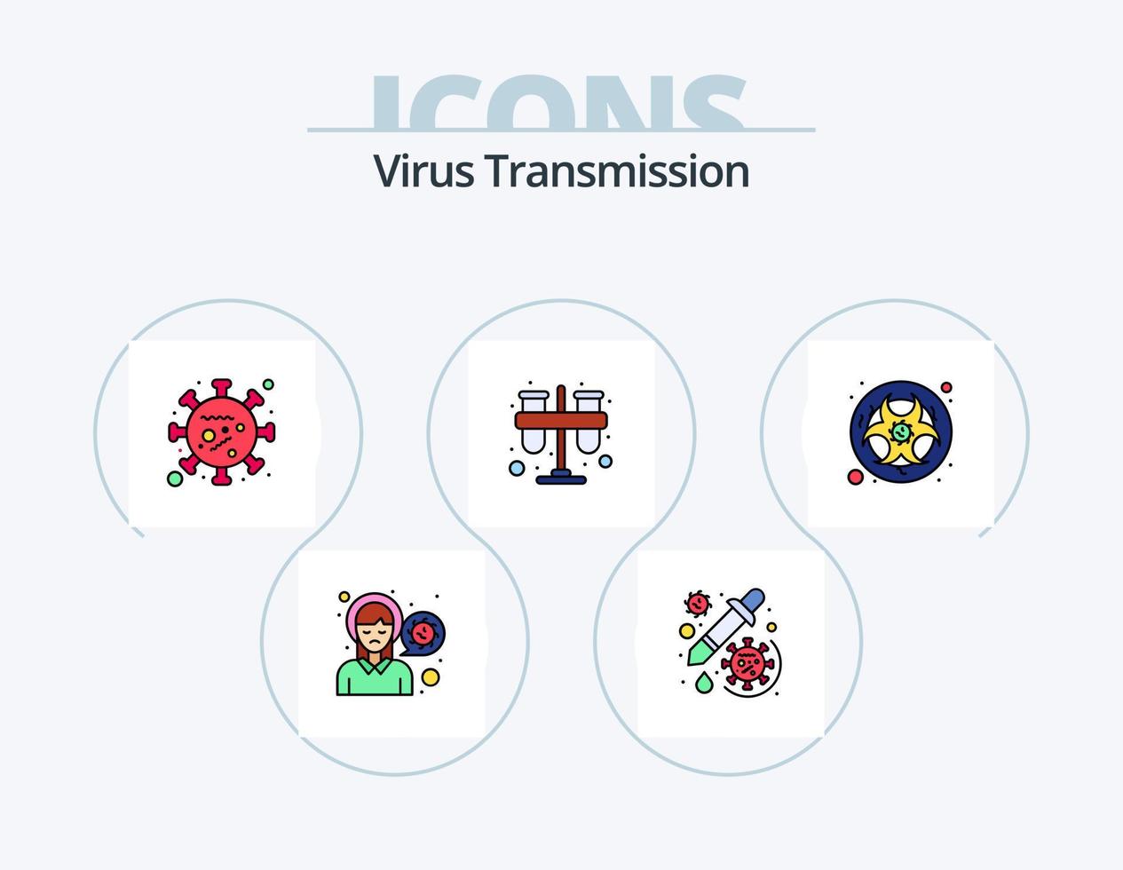 virus överföring linje fylld ikon packa 5 ikon design. papper. vaccin. utbildning. spruta. coronavirus vektor