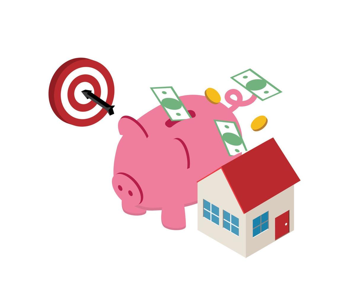 pengar planen till spara pengar för hus eller fast egendom investering vektor