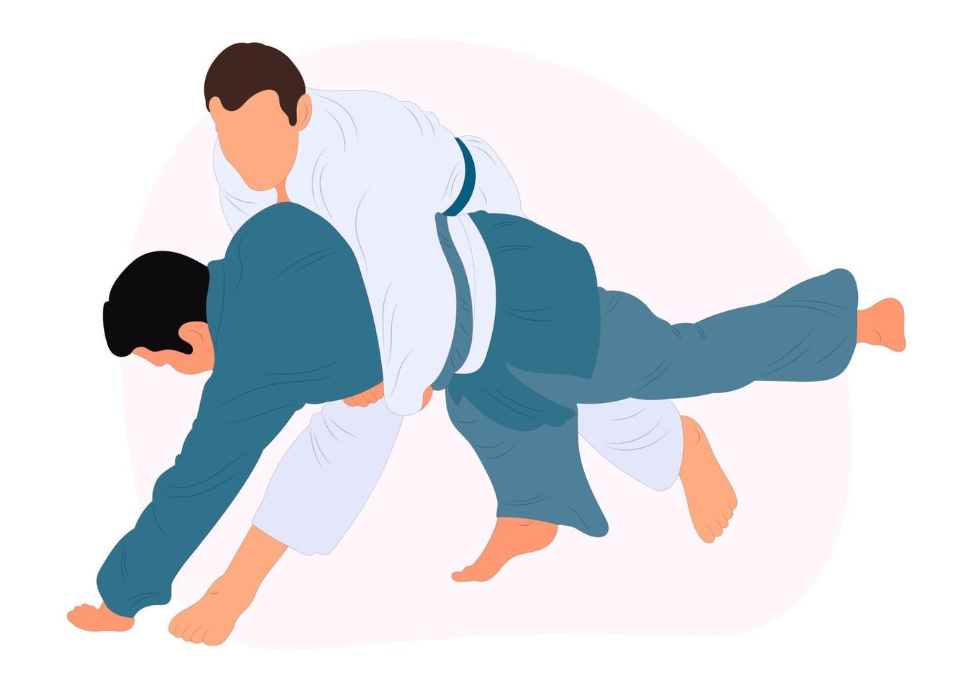 idrottare judoist, judoka, kämpe i en duell, bekämpa, match. judo sport, krigisk konst. platt stil. vektor