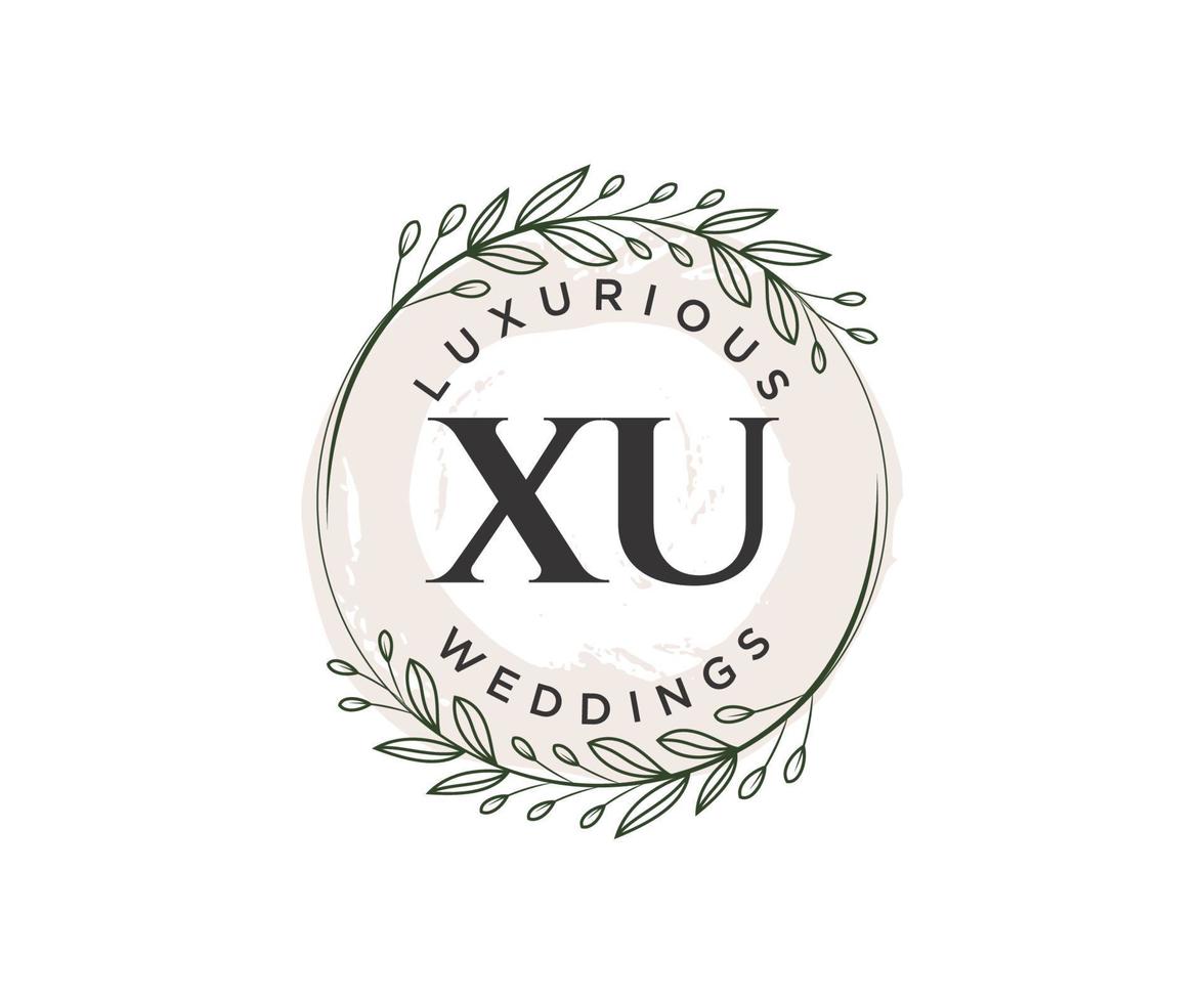 xu initialer brev bröllop monogram logotyper mall, hand dragen modern minimalistisk och blommig mallar för inbjudan kort, spara de datum, elegant identitet. vektor