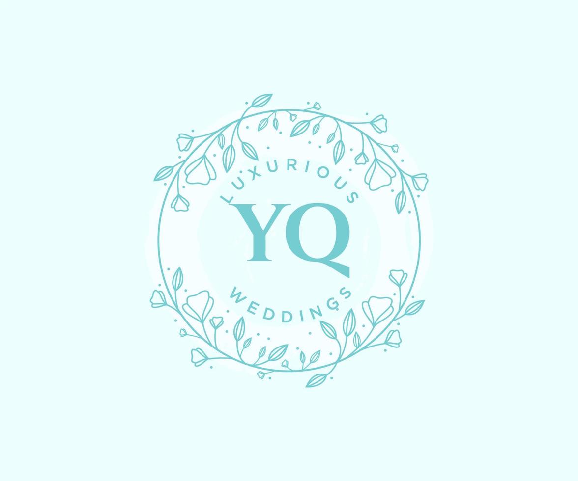 yq initialer brev bröllop monogram logotyper mall, hand dragen modern minimalistisk och blommig mallar för inbjudan kort, spara de datum, elegant identitet. vektor