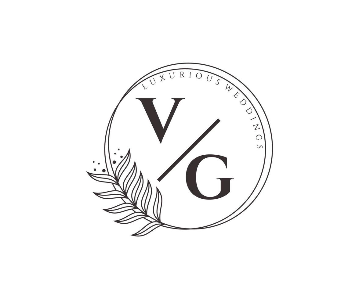 vg initialen brief hochzeitsmonogramm logos vorlage, handgezeichnete moderne minimalistische und florale vorlagen für einladungskarten, datum speichern, elegante identität. vektor