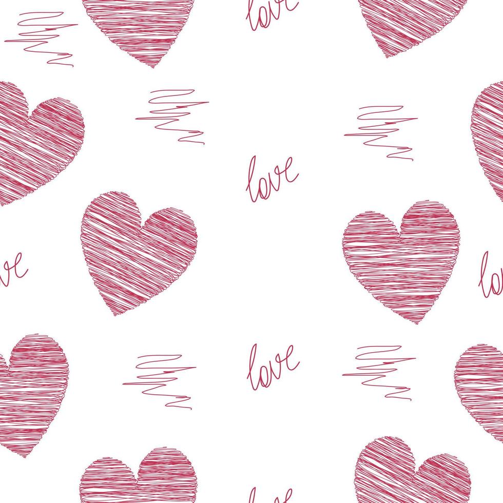 sömlös mönster för hjärtans dag med kläckt hjärtan. modern romantisk design för papper, textil, omslag, tyg, interiör dekor och Övrig användare. vektor