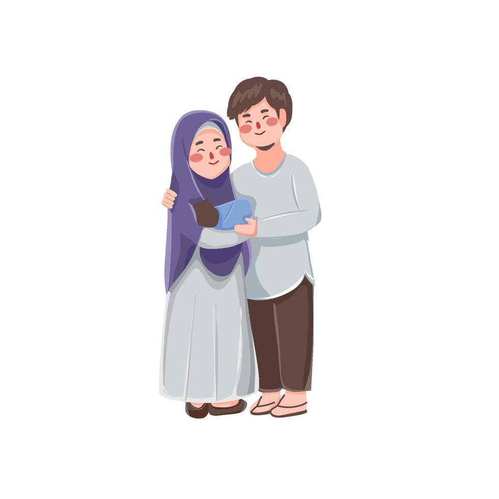 muslimsk familjillustration vektor