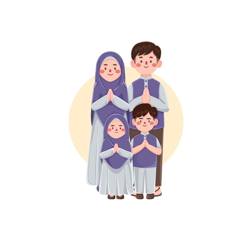 muslimsk familjillustration vektor