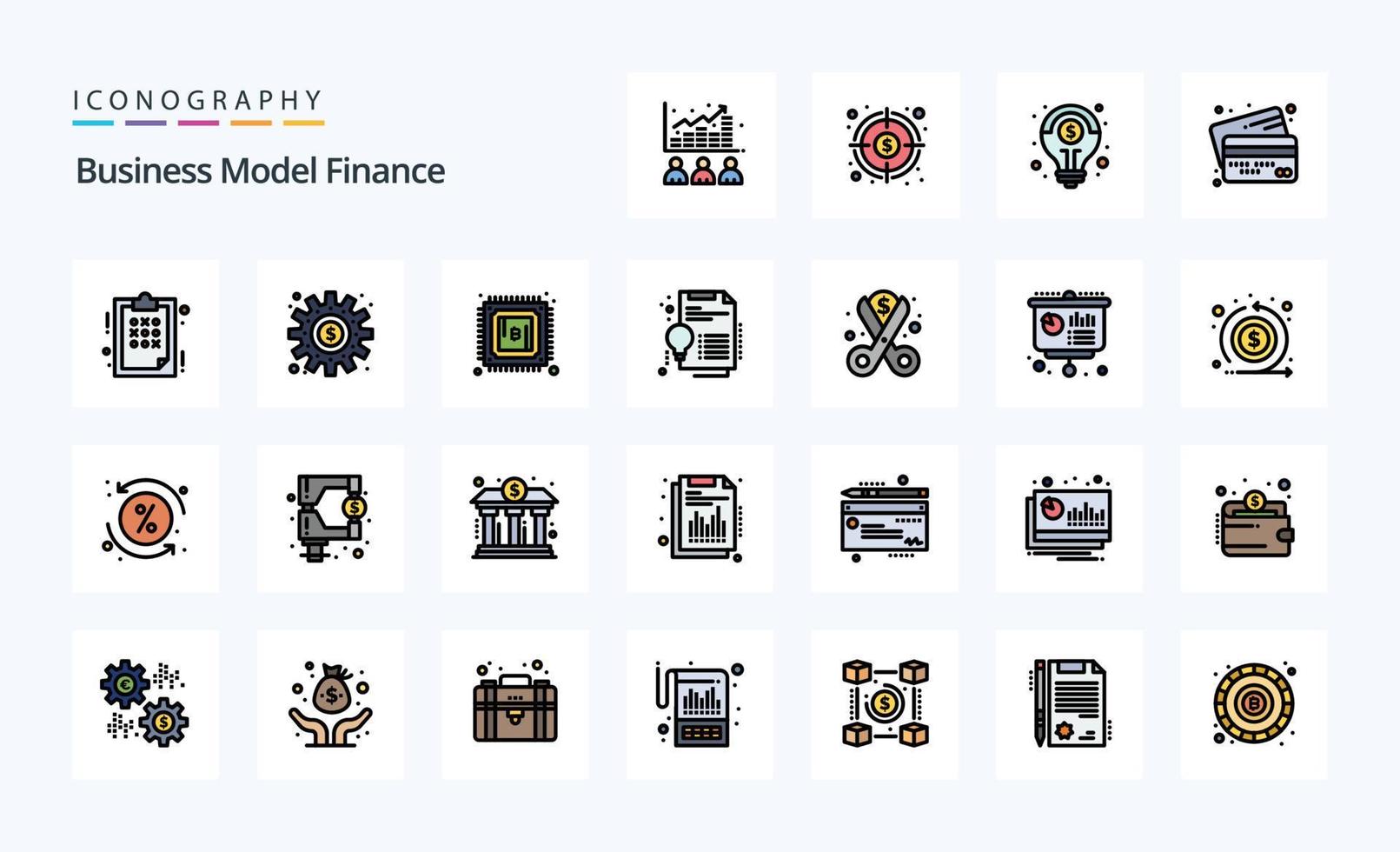 25 Finanzlinien gefülltes Stil-Icon-Paket vektor