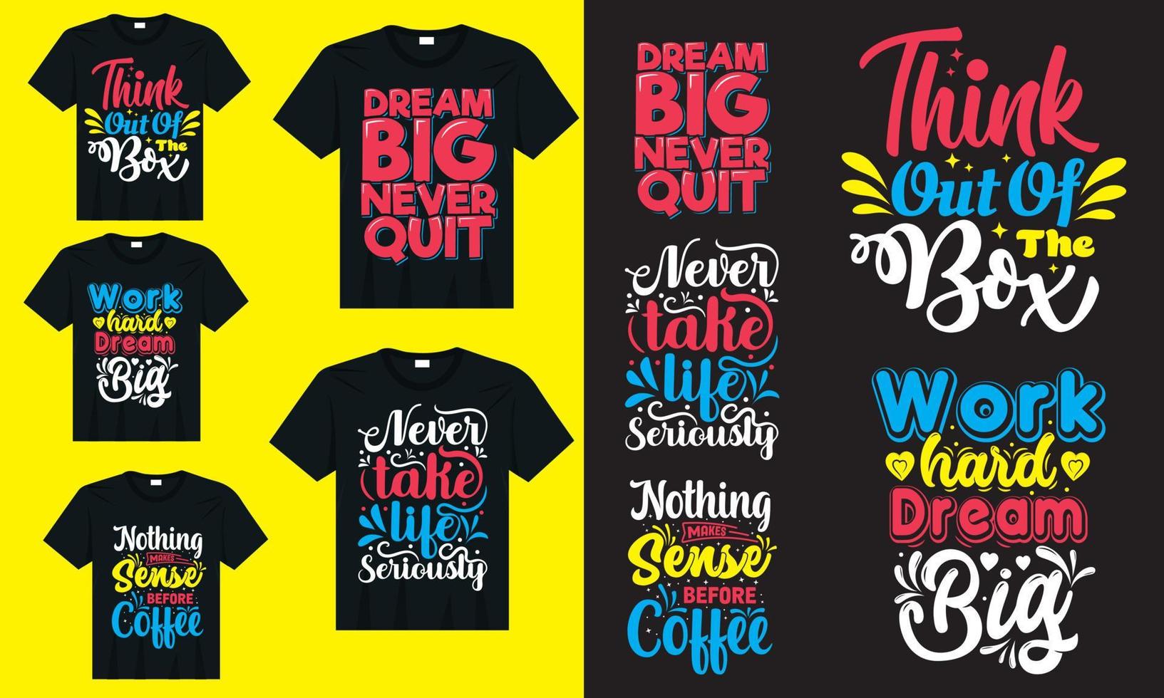 motiverande ordspråk t-shirt bunt design vektor