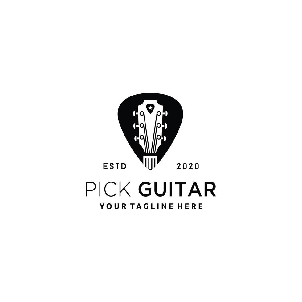 gitarr plocka platt logotyp design vektor