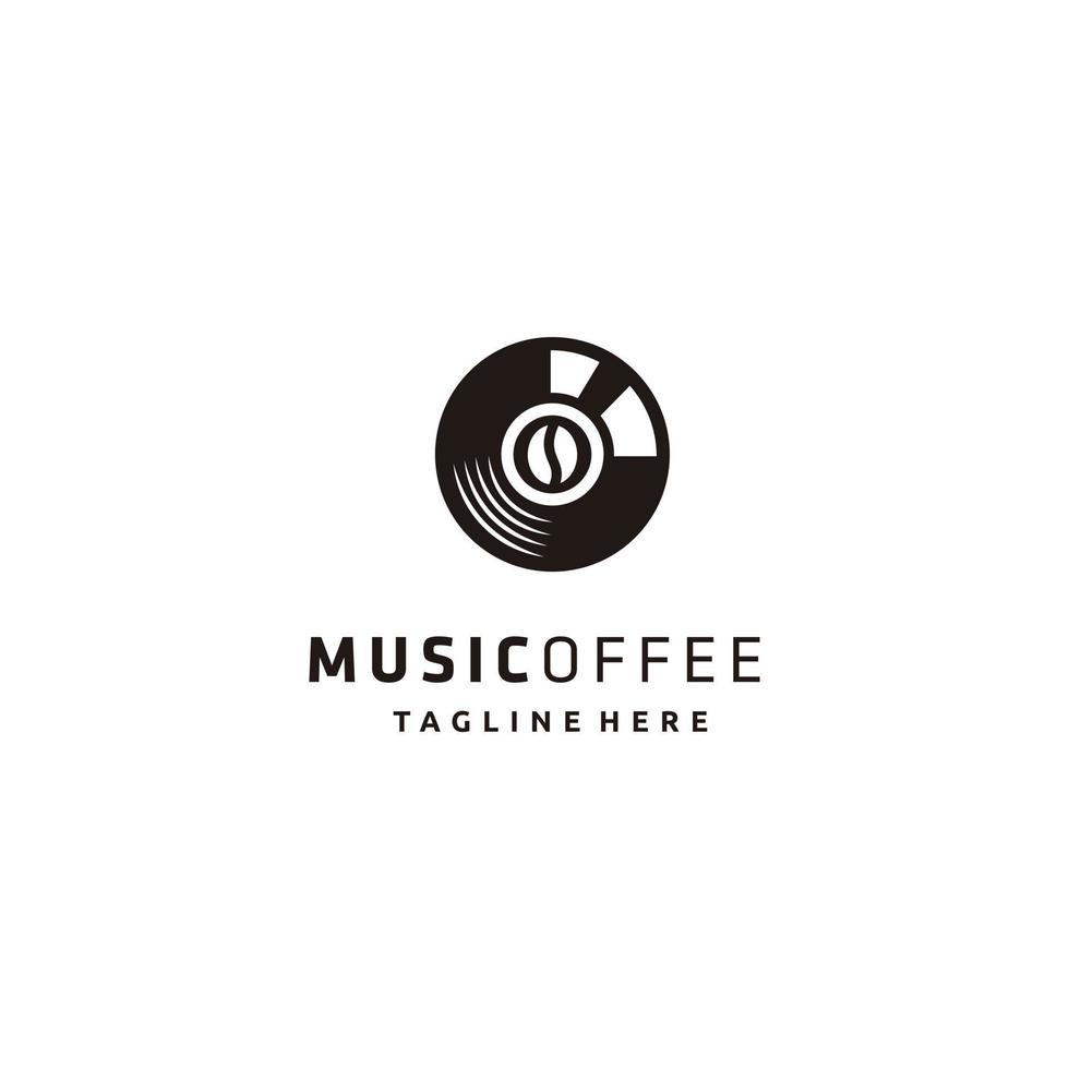 vinyl och kaffe varit musik logotyp design mall vektor