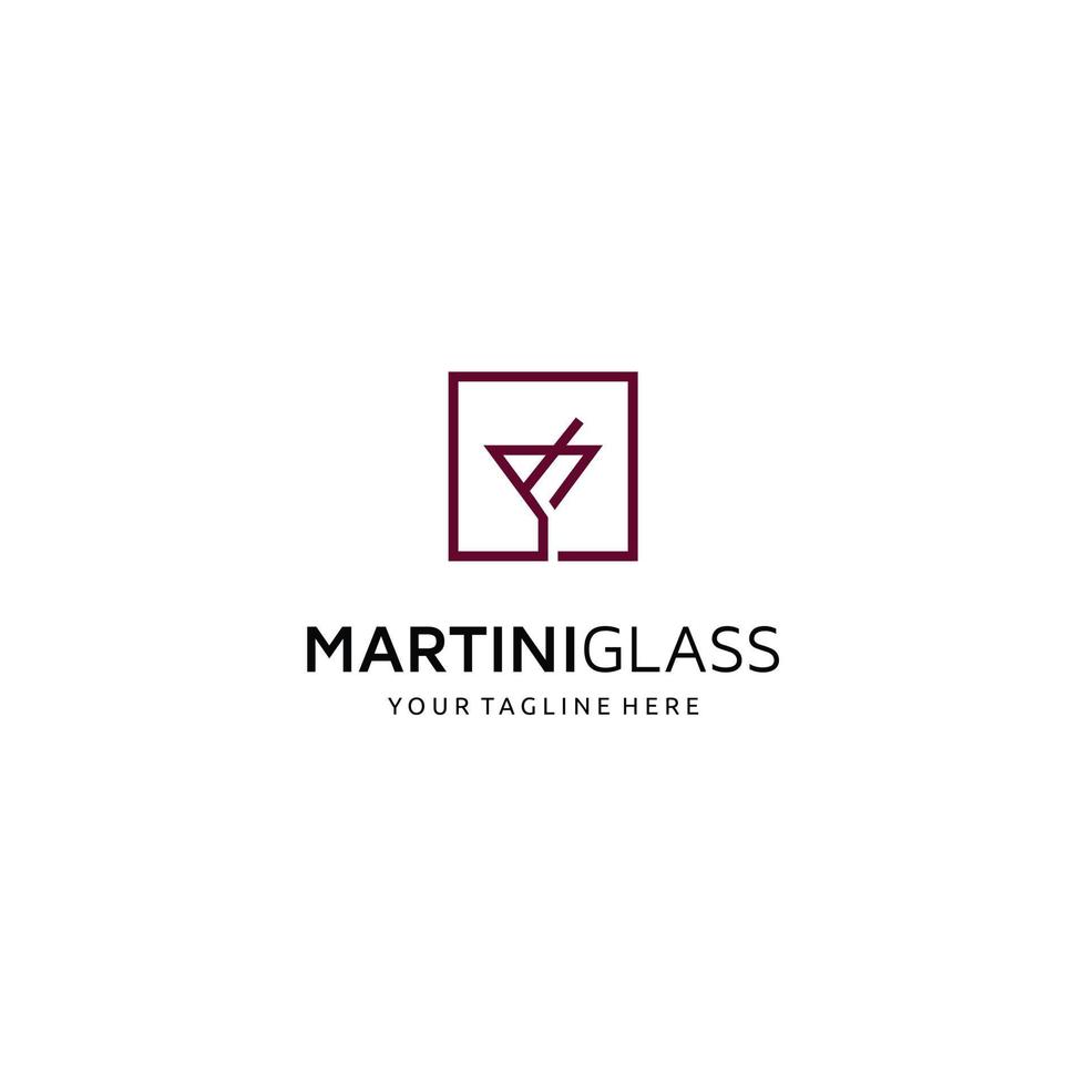Martini glas. ikon, symbol, logotyp alkohol. för de meny, bar, restaurang, vin lista. minimalistisk linje konst illustration. vektor