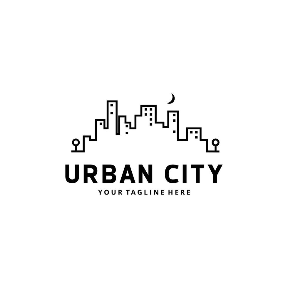 urban stad linje konst minimalistisk byggnad logotyp design jag vektor