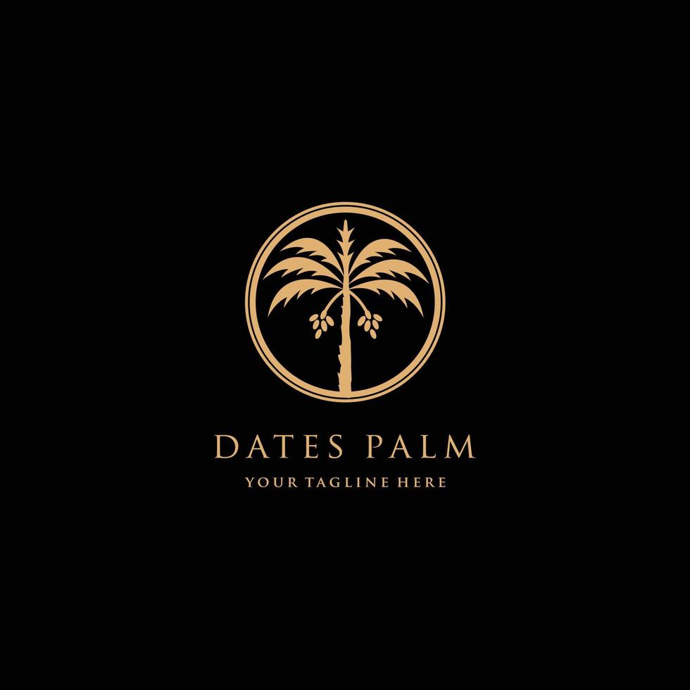 Dattelpalme Luxus-Logo-Design in Goldfarbe vektor
