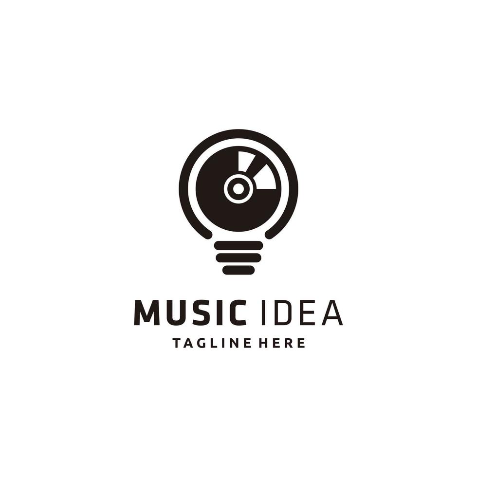 vinyl und glühbirne musik idee retro logo design icon vektor inspiration