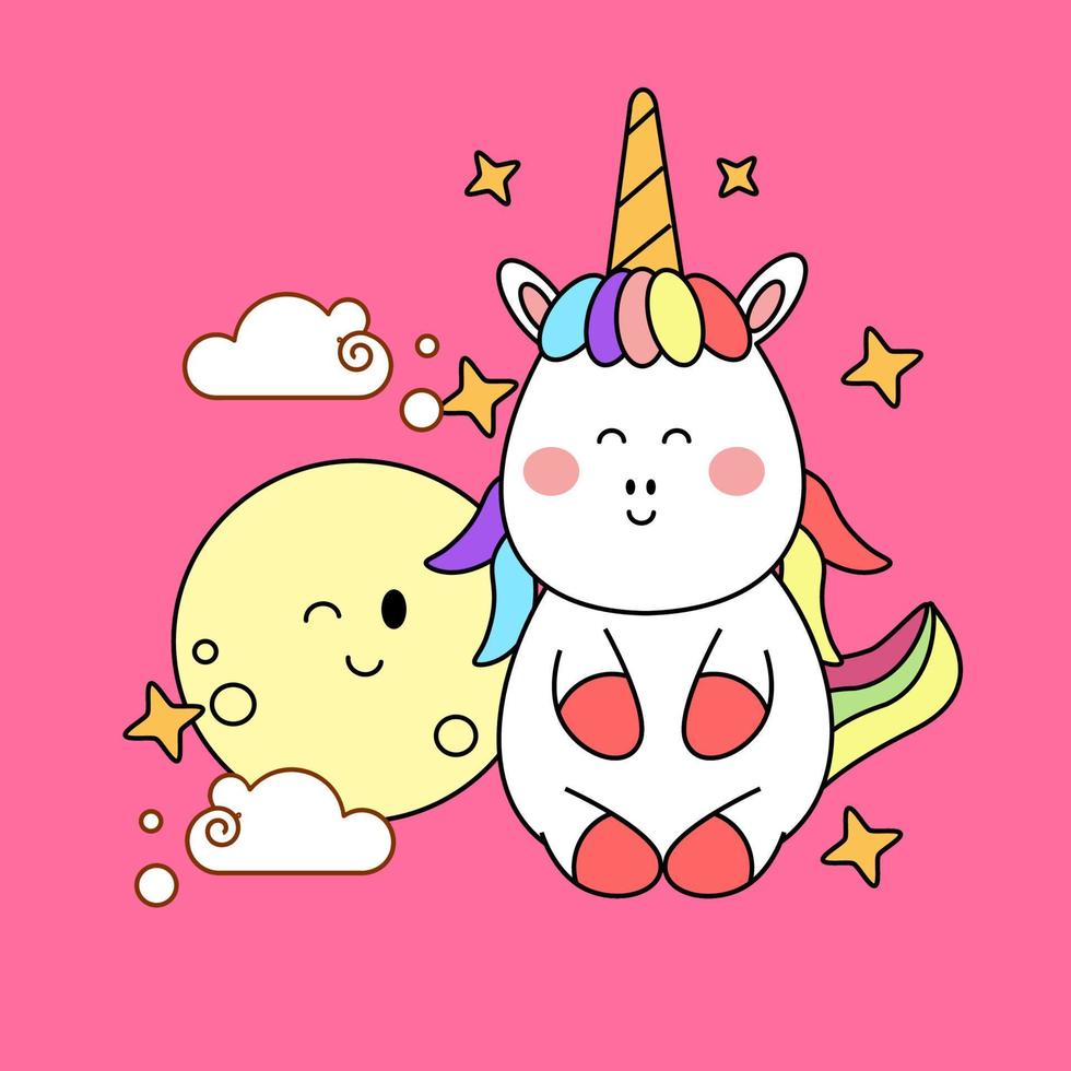 kawaii cartoon einhorn illustration handgezeichnet vektor