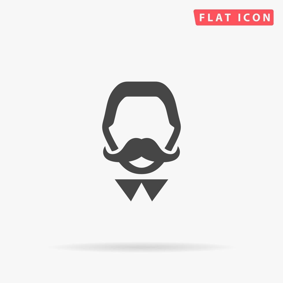 mustached man platt vektor ikon. hand dragen stil design illustrationer.