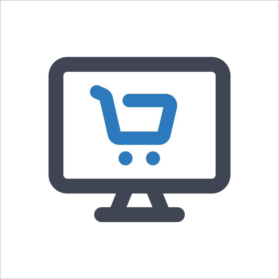 Online-Shopping-Symbol - Online, Einkaufen, Geschäft, Geschäft, E-Commerce, Kauf, Kauf, E-Commerce, Linie, Gliederung, Symbole. vektor