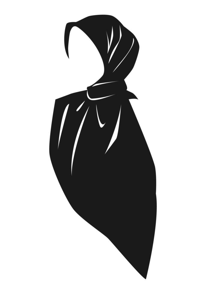 Silhouette einer Hijab-Muslimin. Schleier, Frauenkopftuch. konzept von kleidung, religion, ramadan, mode, frauen. für Druck, Aufkleber, Muster usw. Schwarz-Weiß-Vektorillustration. vektor