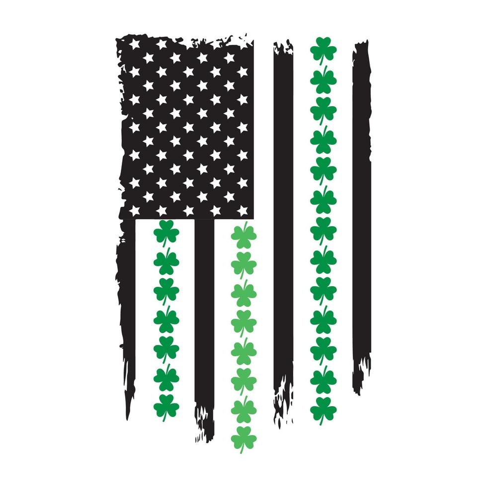 tur- USA flagga helgon patrick dag text dekoration. klöverblad och grön hatt. helgon patricks dag typografi affisch vektor