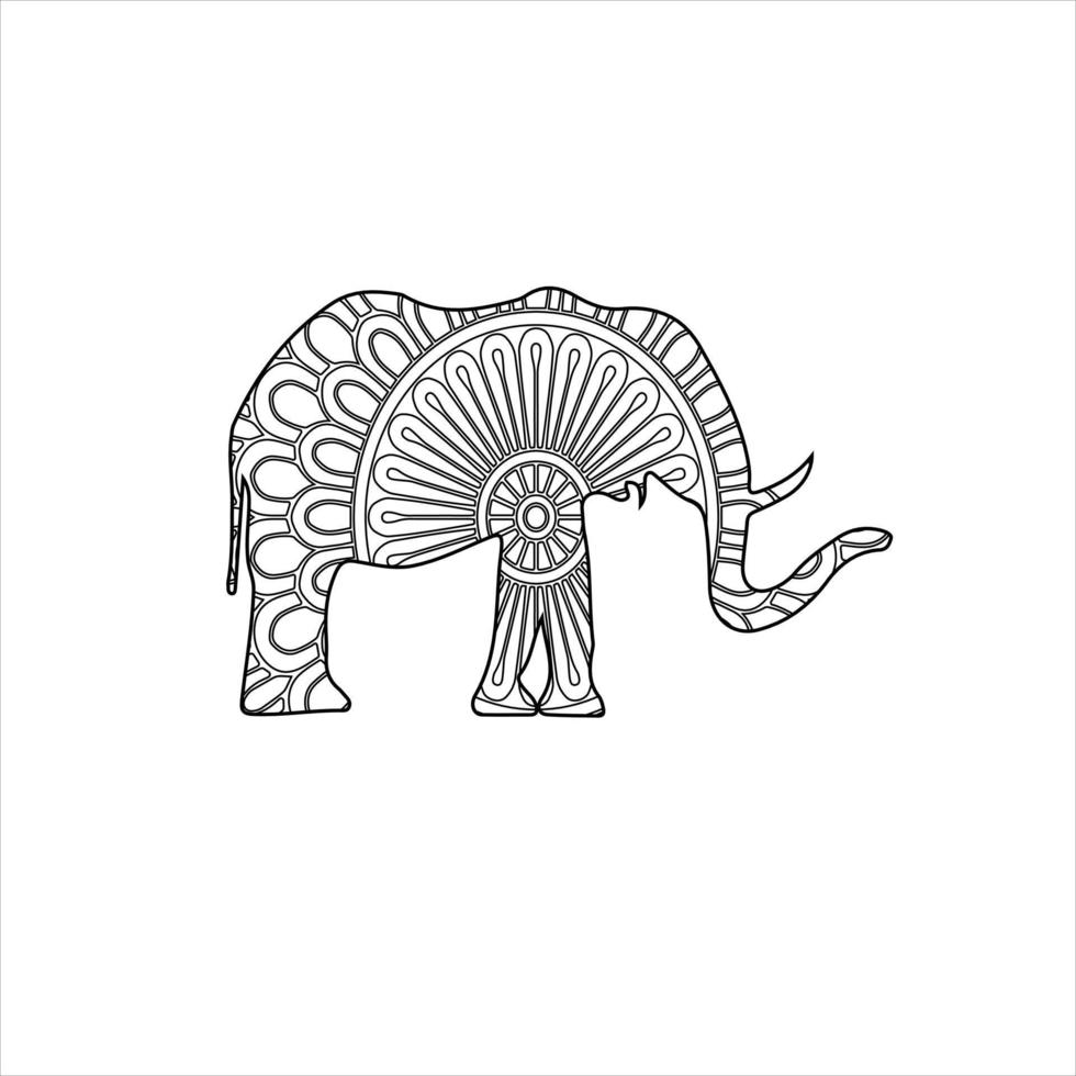 Mandala Elefant Malvorlagen für Kinder und Erwachsene vektor