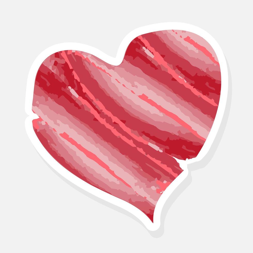 klistermärke i de form av en röd hjärta isolerat på en vit bakgrund. abstrakt röd hjärta i en platt stil. Lycklig valentine dag bakgrund. bröllop kort dekoration. vektor isolerat illustration.
