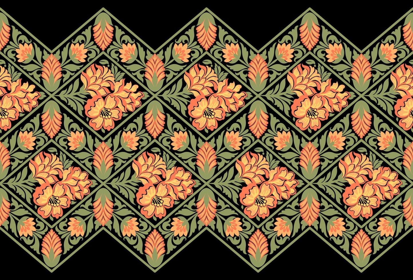 geometrisches ethnisches muster nahtlose blumenfarbe orientalisch. nahtloses Muster. Design für Stoff, Vorhang, Hintergrund, Teppich, Tapete, Kleidung, Verpackung, Batik, Stoffvektorillustration. vektor