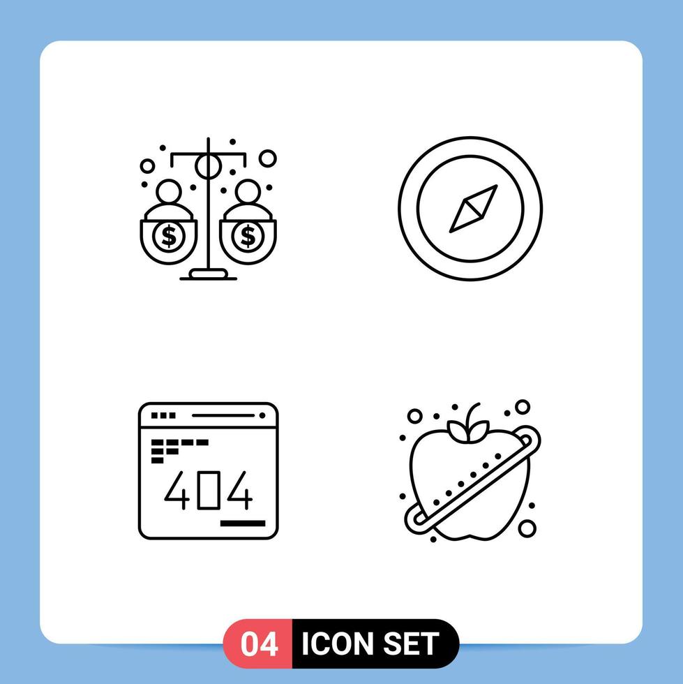 uppsättning av 4 modern ui ikoner symboler tecken för budget utveckling finansiering Karta webb redigerbar vektor design element