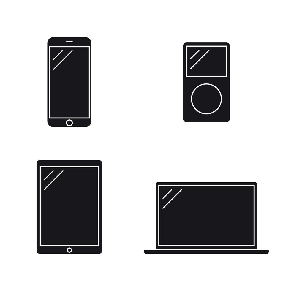 konsument elektronik svart webb ikoner uppsättning vektor