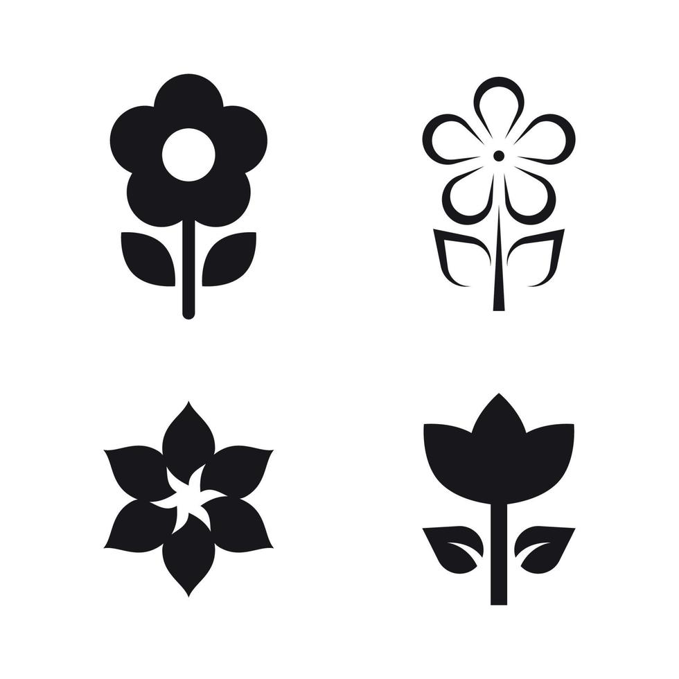 schwarz, Blumensymbole auf weißem Hintergrund vektor