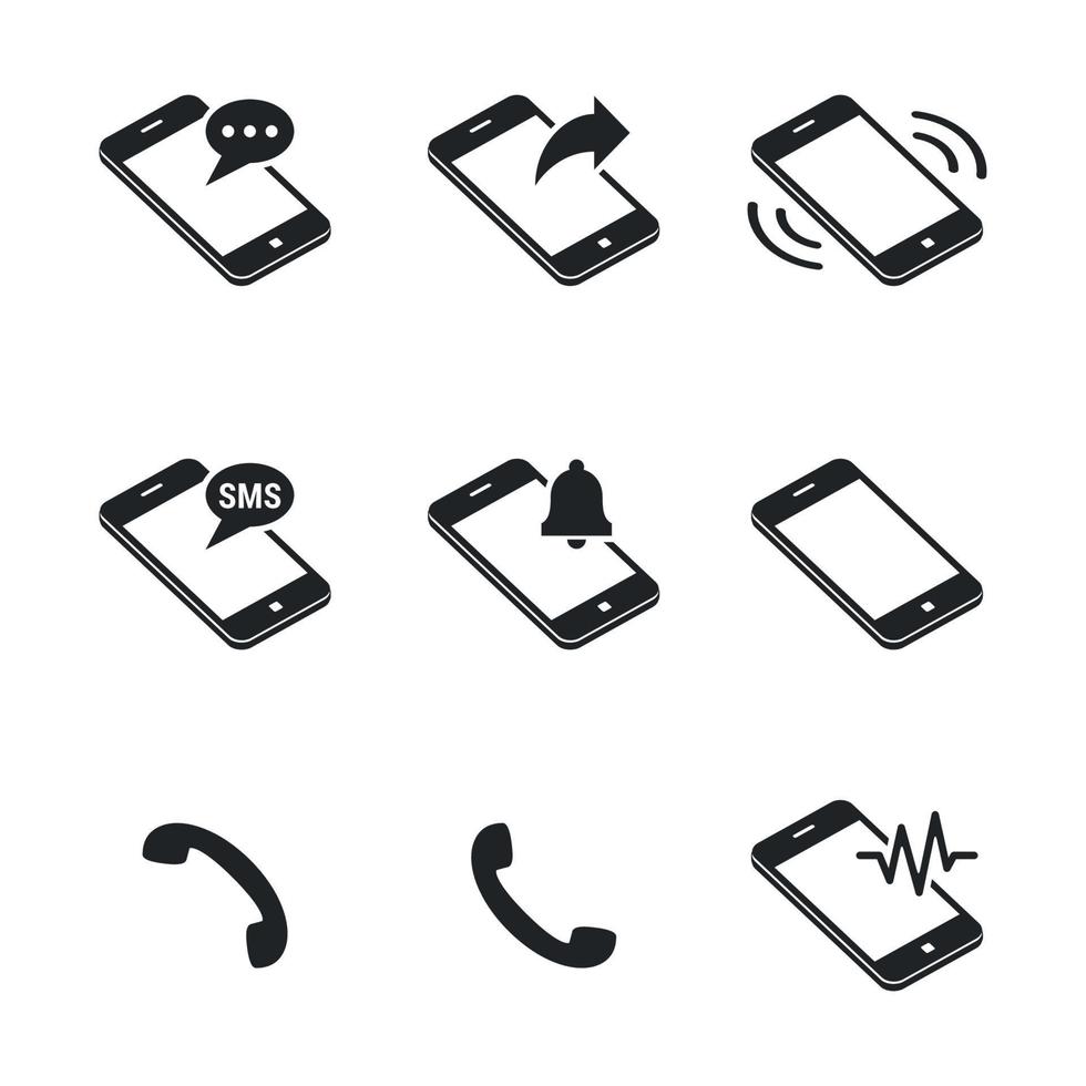 telefon ikoner svart på en vit bakgrund vektor