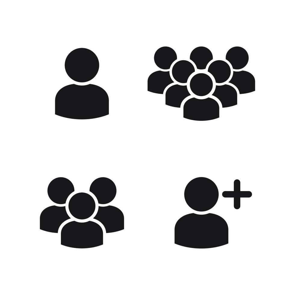 användare profil grupp ikoner symboler svart på en vit bakgrund vektor